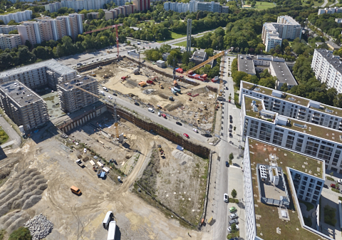 03.09.2025 - Luftbilder der DEMOS-Baustelle und BayernHeim-Baustelle Alexiqauartier und BayernHeim in Neuperlach